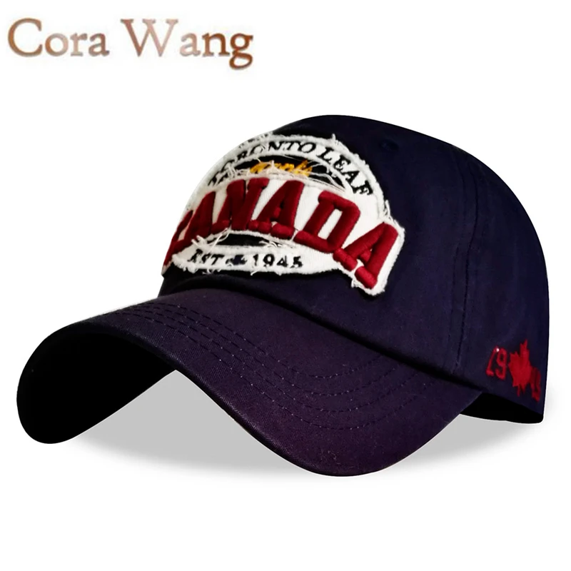 Cora Wang 2017 CANADA Baseball Caps Women Patch Dad Hat for Men Letters embroidered snapback cap Black cap Unisex cotton Leisure