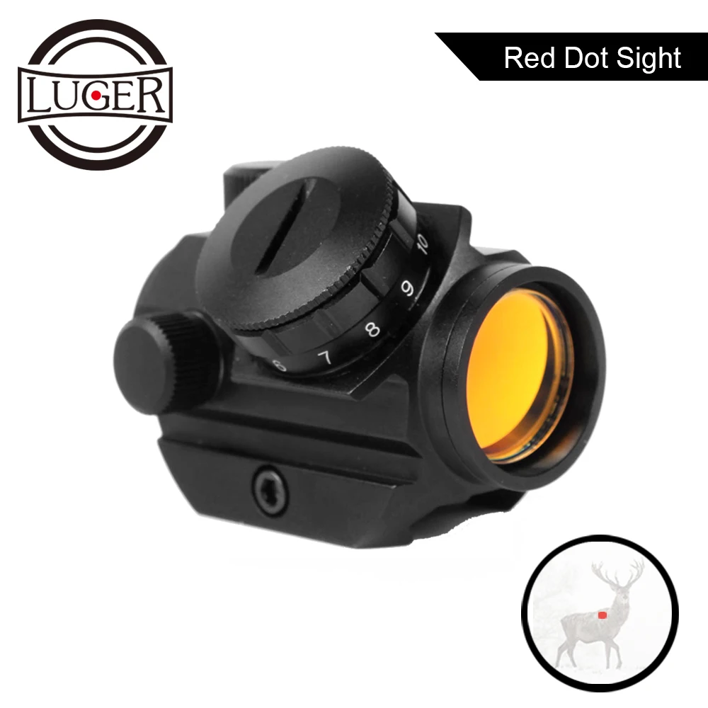 LUGER Red Dot Sight Scope Hunting Airsoft M4 AR15 Air Rifle Micro Holographic Red Dot Collimator