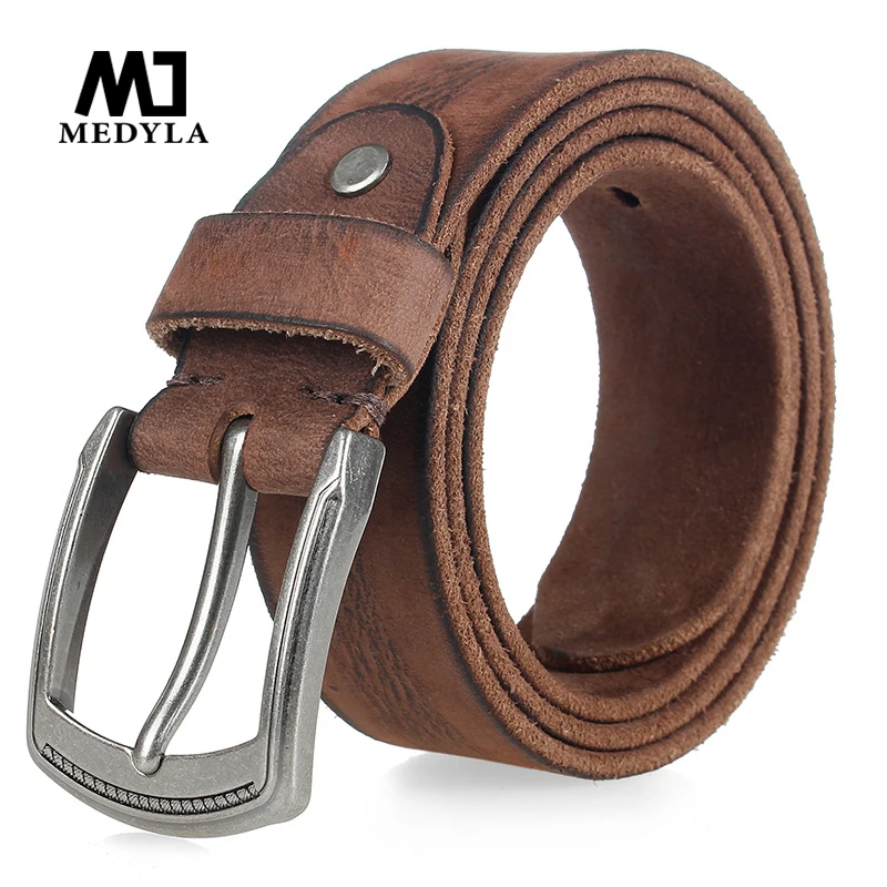 Goede MEDYLA Koeienhuid mannen Pin Gesp Riem Vintage Luxe mannen Jeans Riem Volnerf Lederen Riemen Ceinture Cintos Taille gordel