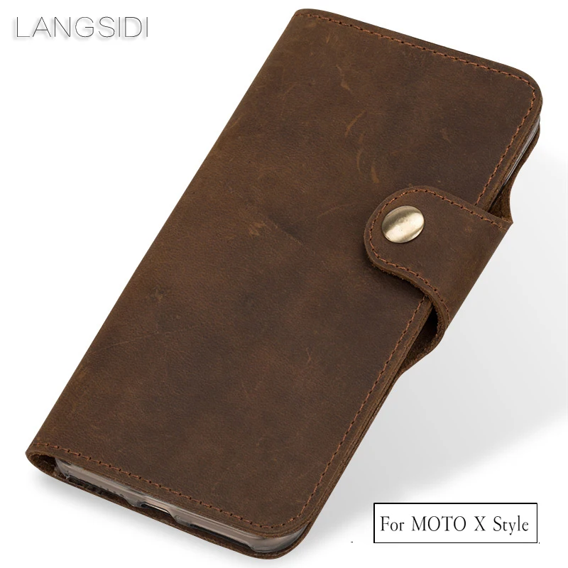 

Wangcangli Genuine Leather phone case leather retro flip phone case For MOTO X Style handmade phone case
