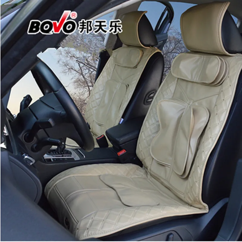 Bovo health 12V автомобильная электрическая массажная подушка с подогревом, массажер для шеи, спины и плеч, автомобильный массажер из искусственной кожи