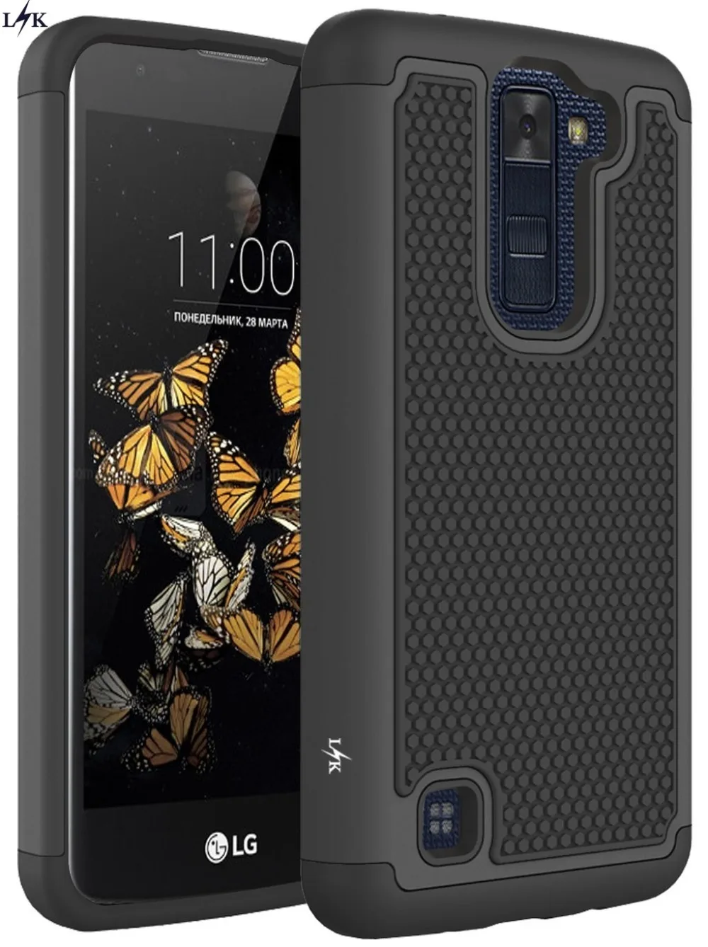 Для LG Побег 3 Случае Phoenix 2 K8 LK [Амортизация] Гибридный Броня Защитник Защитный