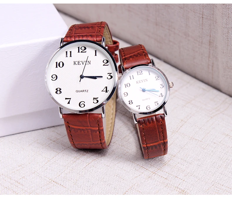 KEVIN KV 2pcs Fashion Leather Couple Watch Men Women Watches Students Gift Simple Quartz Wrist Watch Girls Boys Dropshipping