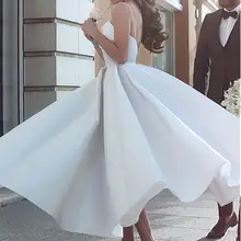 Свадебное платье с открытой спиной Vestido De Noiva, недорогое бальное платье на тонких бретелях, атласное бохо, Дубай, арабское свадебное платье для невесты