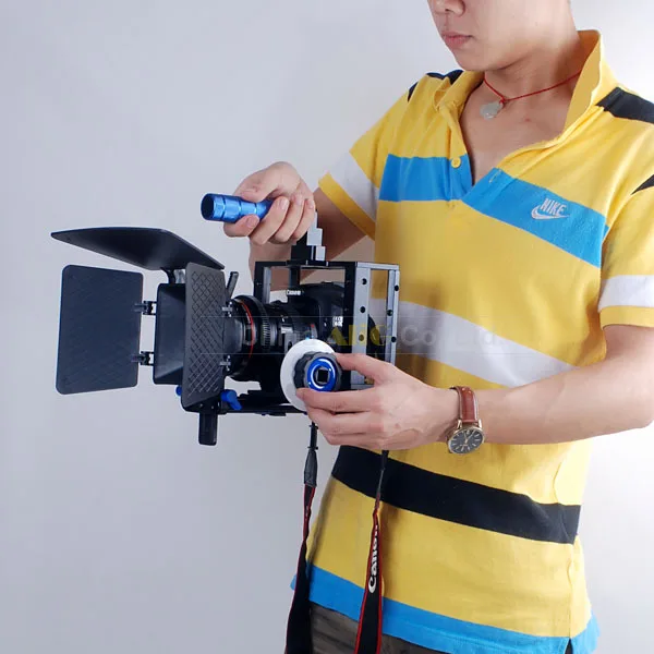 DSLR Rig Professional Camera Cage set + 15mm Rod Block Plate + Follow