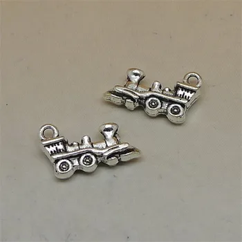 

nevstop 100pcs/lot Antique Silver Train Charms 17x12mm Choochoo Pendant Vehicle Jewelry Findings