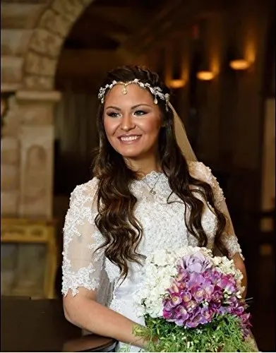 Elegant Rhinestone Leaf Wedding Bridal Bridesmaid Forehead Band Dangle Rhinestone Bridal Tiara Crown with  (6)