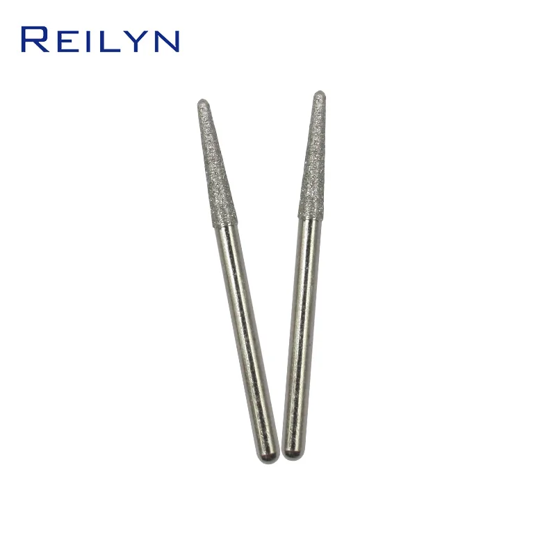 High quality 30 Pieces/Set Diamond Grinding Head 120# Size 3x3mm round-cone Stone Peeling Jade Polishing Grinding bits