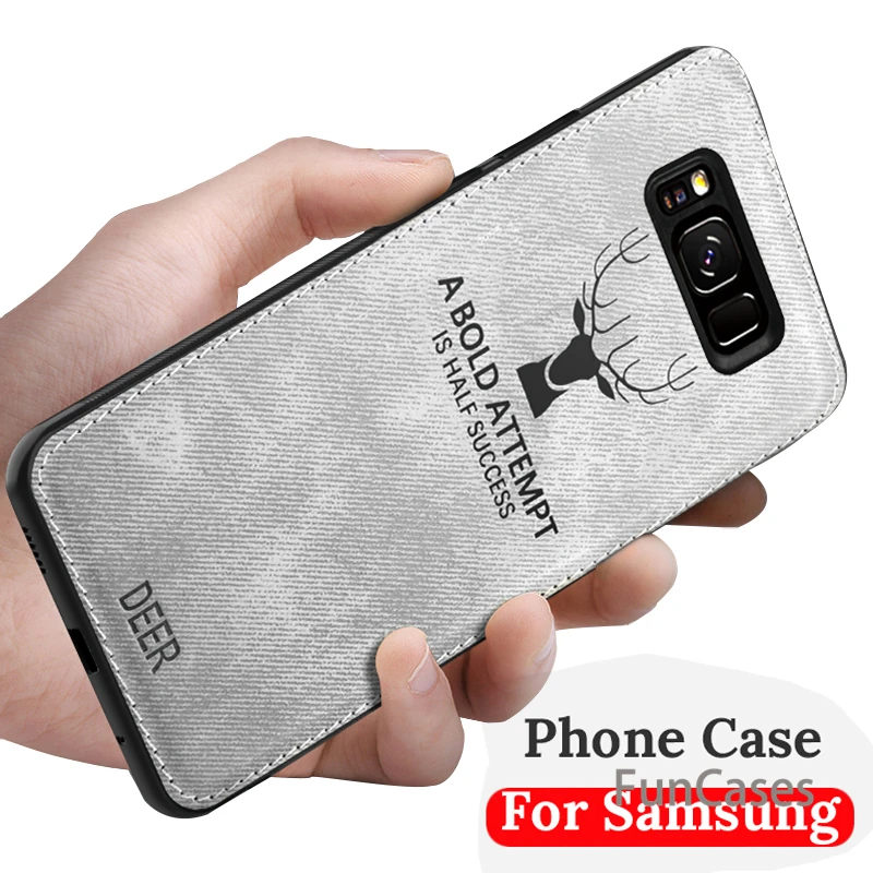 Роскошный рельефный тканевый чехол для телефона с оленем samsung Note 9 8 S9 S8 Plus S7 Edge s