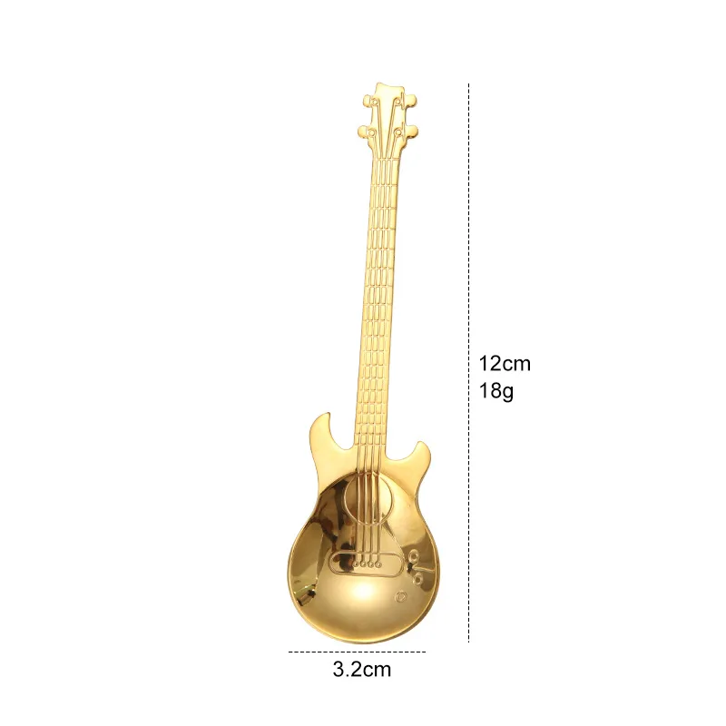 

Stainless Steel Guitar Spoons Rainbow Coffee Tea Spoon Flatware Drinking Tool P1