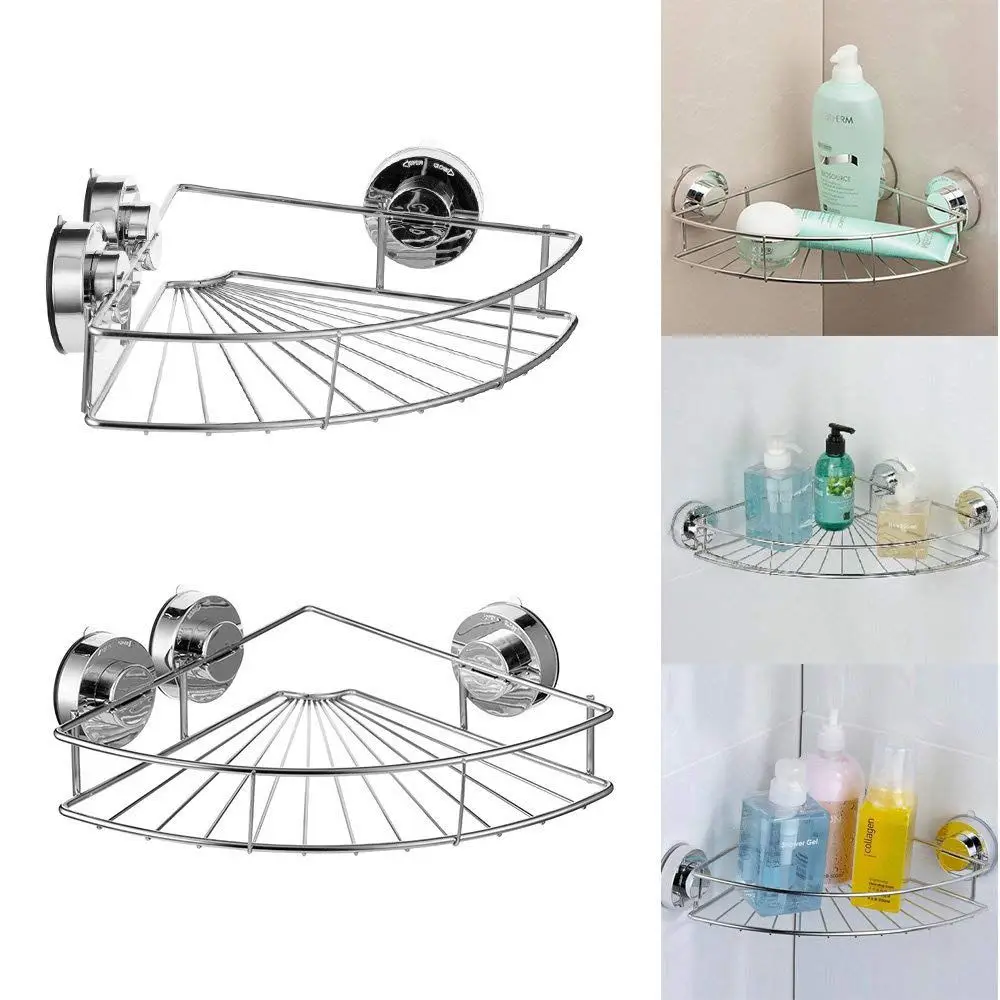 2 шт., угловая полка для ванной, для душа, Caddy, Вакуумная присоска, для ванной, держатель для хранения, нержавеющая сталь, настенный угловой Органайзер