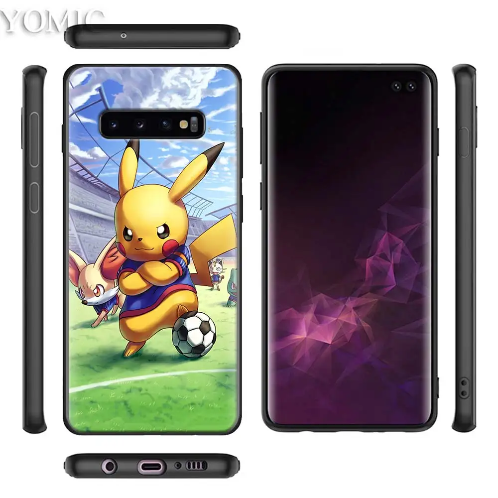 Силиконовый чехол Pokemons ball Pika для samsung Galaxy S10e S9 S8 S10 Plus S7 Note 9 8 A50 A70, черный мягкий чехол