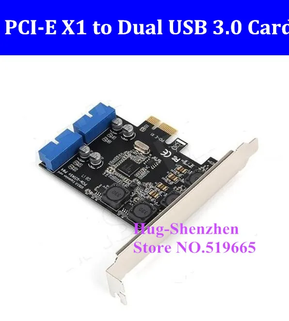 Cartão para Desktop a Dupla de 19 x1 para 2 Pinos Pci-e Pci Express Pcie Portas Usb3.0 19pin Adaptador Cabeçalho Óptico Unidade – 20 Usb 3.0