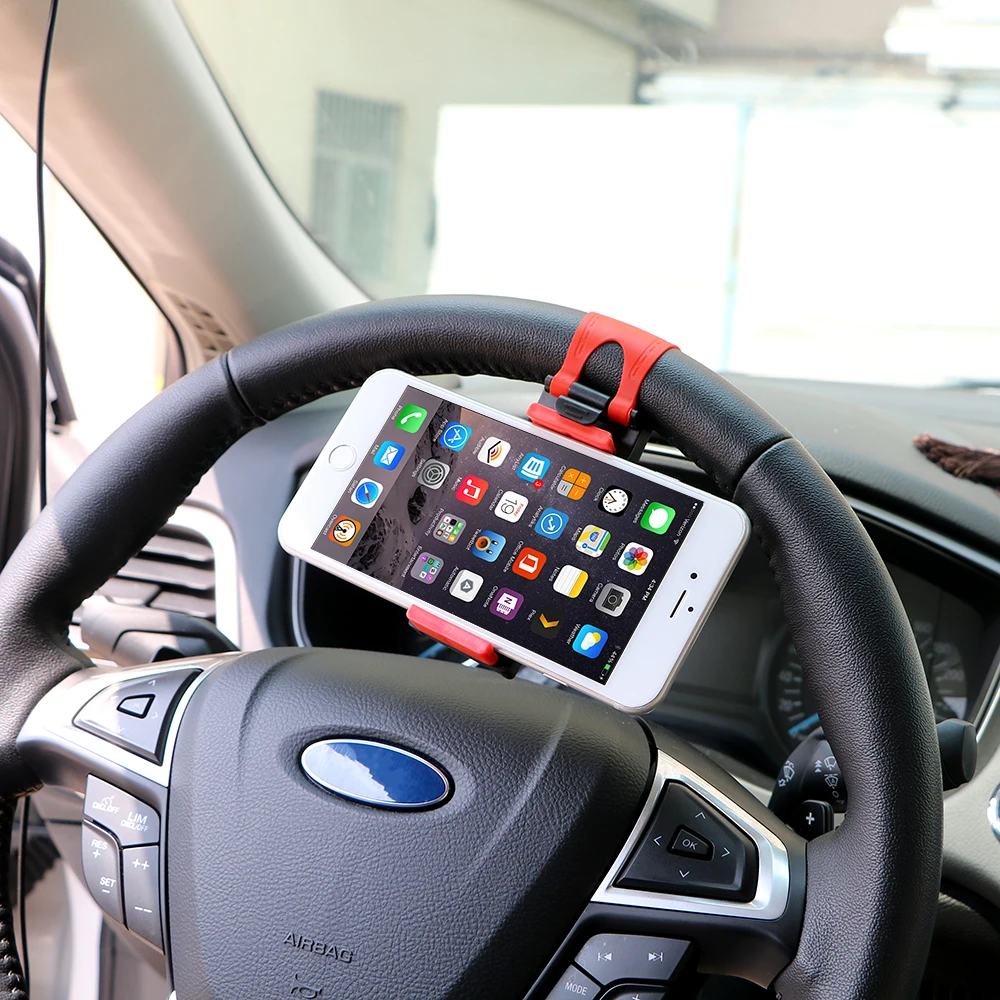 Phone Holder for Car Steering Wheel With Clip Auto Mobile Phone Support Stand for Iphone 7 7s 8 X xiaomi 5 huawei GPS Car Mount