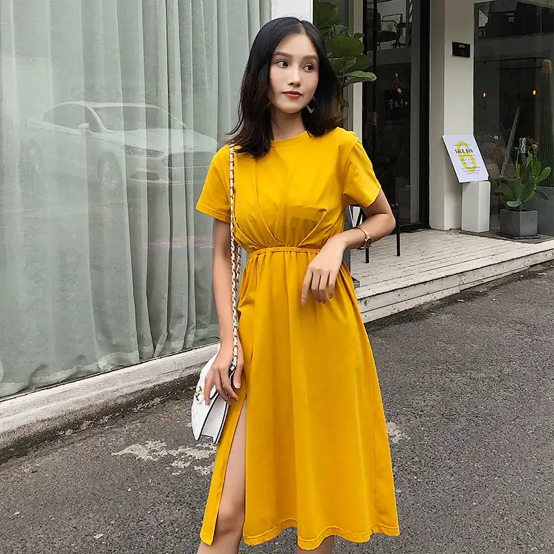 t shirt dress with elastic waist