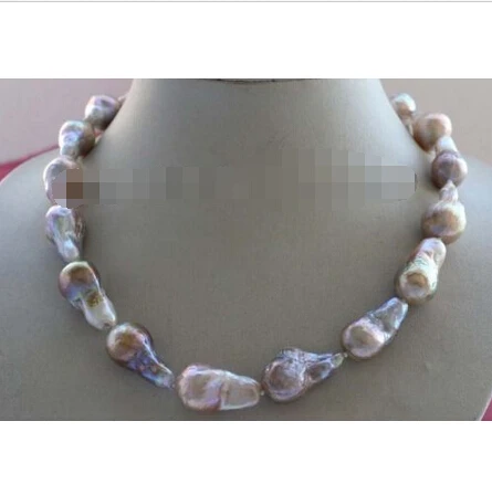 

18.5" Natural 26mm Purple Baroque Edison Reborn Keshi Pearl Necklace 14k #f2447!^^^@^Noble style Natural Fine jewe SHIPPING (C03