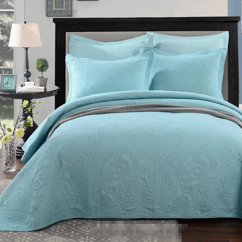 Free shipping 3pcs 100cotton light blue embroidery handmade patchwork