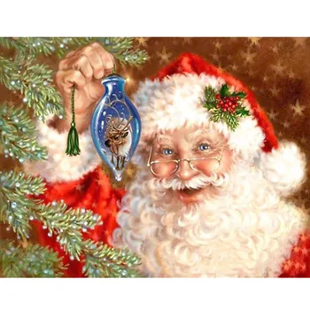 

Santa Claus Full Drill Resin Mosaic Ribbon Pasted Diamond Painting Cross Stitch Merry Christmas DIY Embroidery Pattern Kits