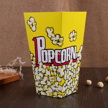 

300pcs Cinema Food Package Box Yellow Popcorn Box Paper Cup Party Packages Free Shipping