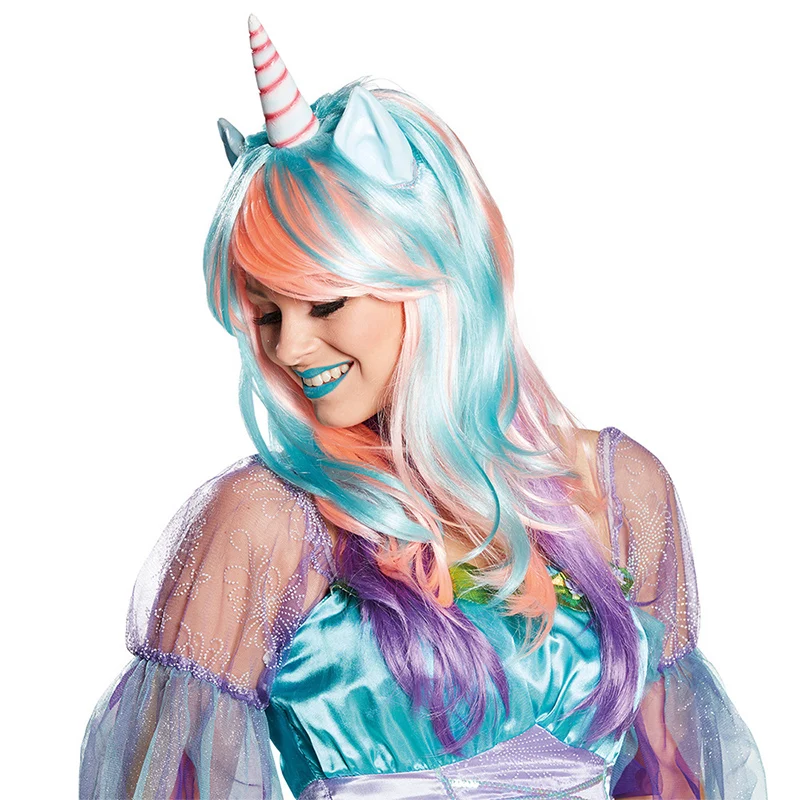 

Rainbow Unicorn Wig Fake Hair Cosplay Unicorn Party Friendship Mythical Magic Horn Ears Unicorn Wigs