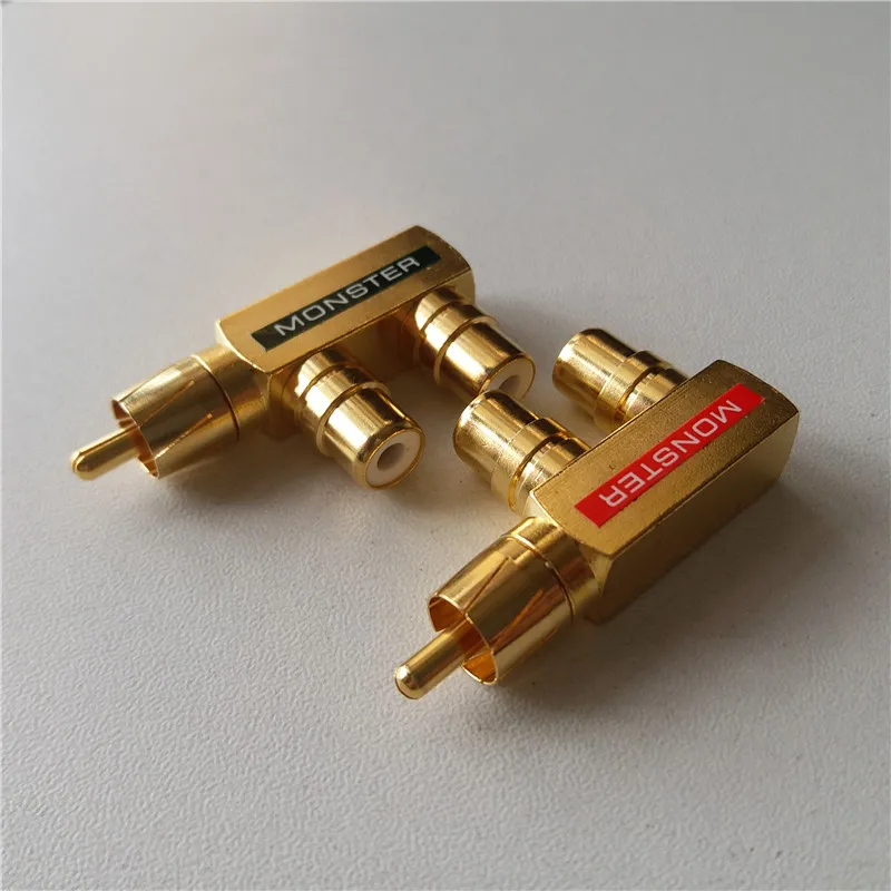 

2pcs Gold-plated lotus RCA one-two audio three-way one male two female adapter RCA connector plug