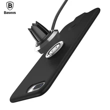 Baseus Qi Wireless Charger Case For iPhone 8 7 Plus Luxury Finger Ring Holder Magnetic Air Vent Magnet Car Phone Holder Capa