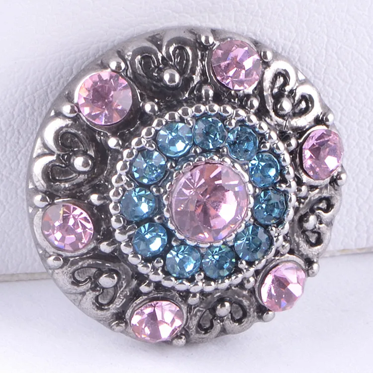 KZ1273 Fashion beauty Rhinestone Round hearts pattern 18MM snap buttons fit bracelet jewelry wholesale | Украшения и аксессуары