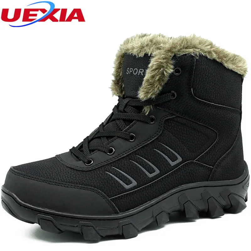 

Handmade Ankel Boots Men New Warm Fur&Plush Big Size 39-48 Snow Boots Male Non-slip Winter Shoes Men's Quality Casual Shoes Mens