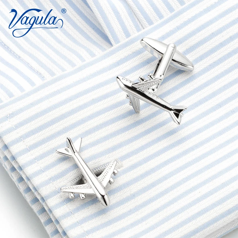 

VAGULA Classic Silver-color Plated Plane Copper Men's Cufflink Luxury gift Party Wedding Funny Cufflinks 698