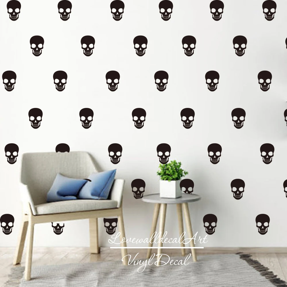 

Cute Skull Skeleton Wall Sticker Bedroom Kids Room Halloween Skull Wall Decal Nursery Living Room Vinyl Home Decor Art