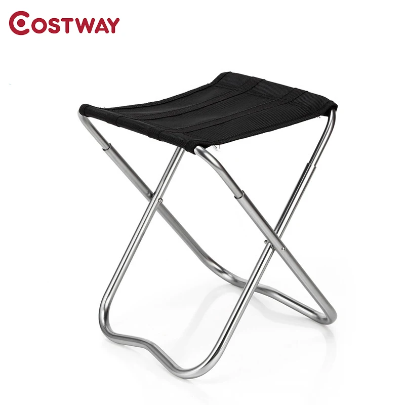 

COSTWAY Ultra Light Outdoor Aluminum Stool Camping Folding Chair Oxford Cloth Fishing Chair Portable Beach Chair W0264