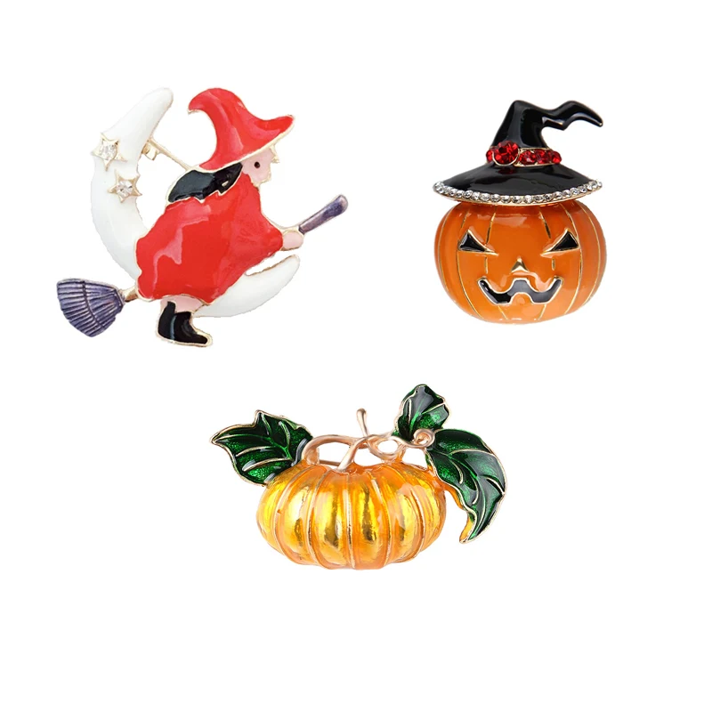 

Fashion Women Brooch pins Halloween Ghost Festival Broom Witch Specter Pumpkin Wizard hat Brooches Christmas Halloween gift