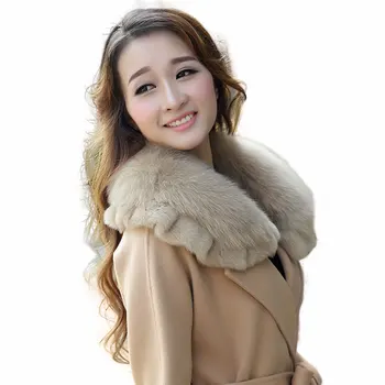 

Women Fashion Solid Genuine Fox Fur Shawls Real Fur Collar Winter Warm Real Rex Rabbit Fur Collar For Coat Fur Scarves Wraps