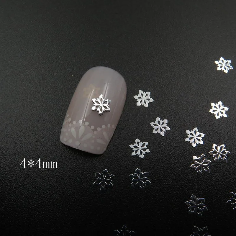 MS362-1 100 шт серебряный милый снежинка металлическая наклейка Металлизированное украшение для ногтей Наклейка для дизайна ногтей не клейкая наклейка