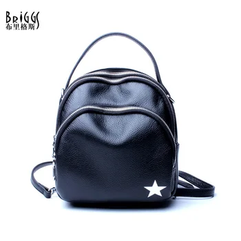 

BRIGGS Famous Brand Women Backpack Soft Genuine Leather Backpacks School Bag High Quality Leather Travel Bag For Teenage girl