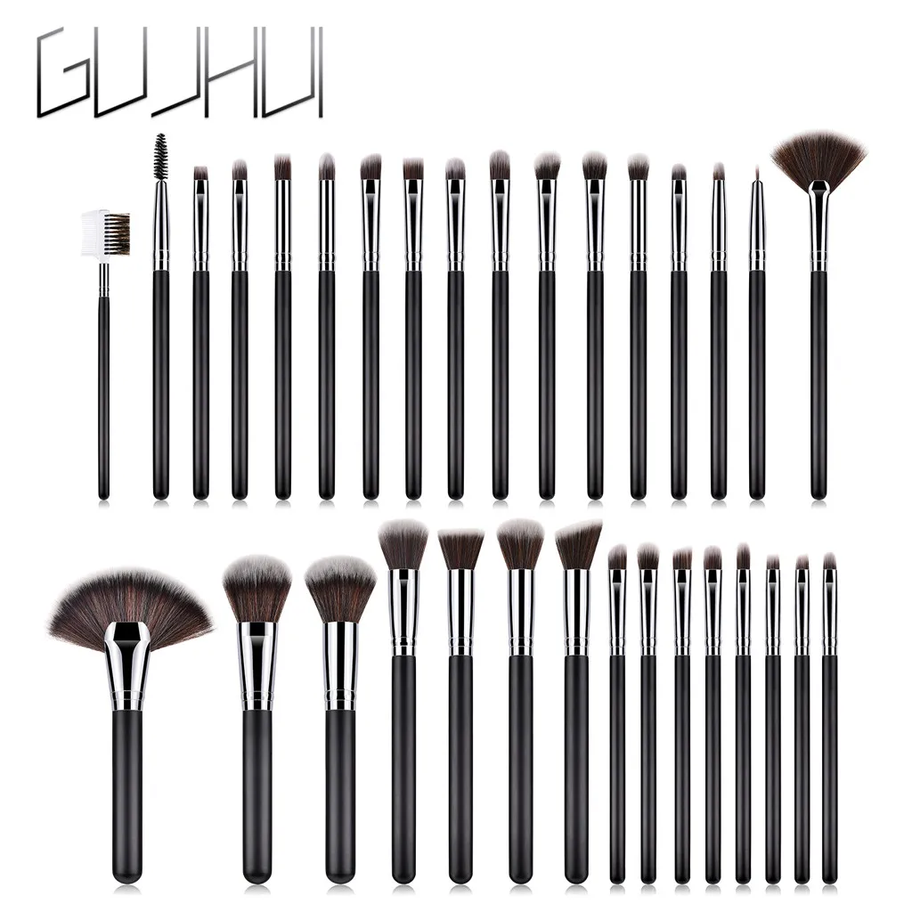 

32PCS Black Wooden Cosmetic Makeup Brush Foundation Powder Eyeshadow Brush Set Case Shadows Foundation Powder Brush Kits T0417