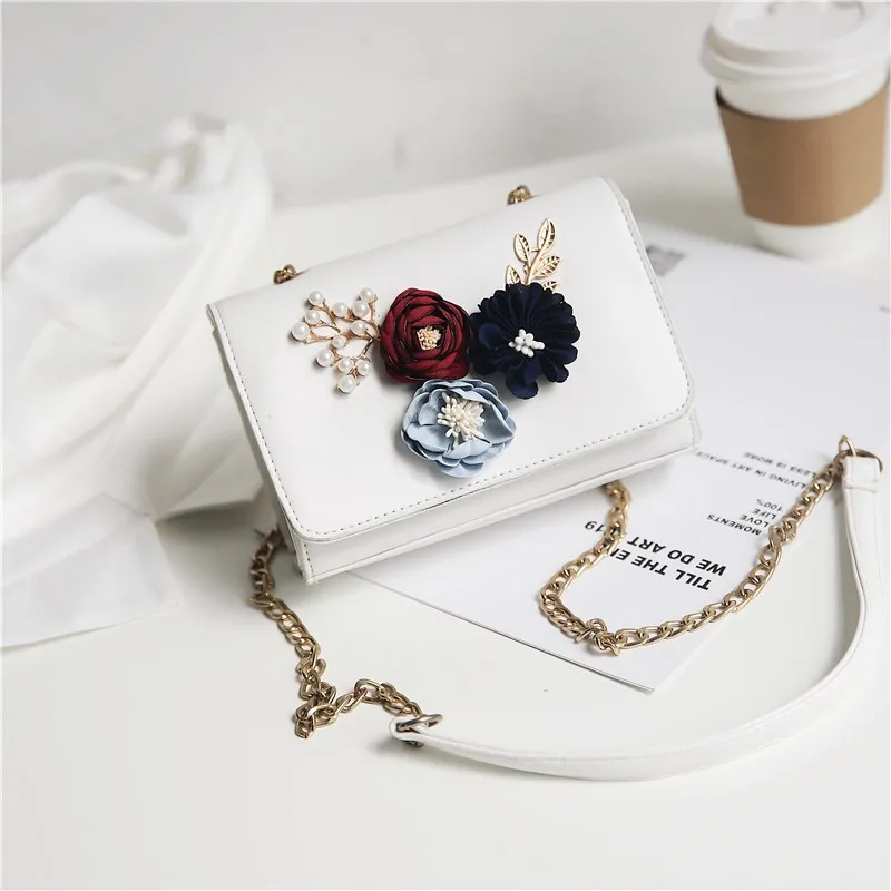 

2019 Luxury Handbags Women Bags Designer Vintage Leather Chains Flowers Messenger Bags Crossbody Shoulder Bag Ladies Sac Main