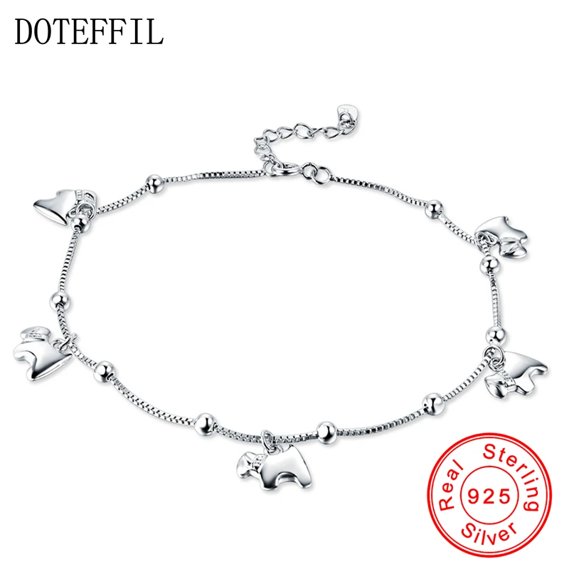 Женский браслет на ногу из серебра 100% пробы с подвеской в виде лошади|fashion anklet|silver