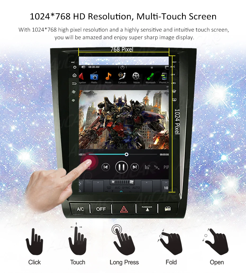 Top AuCAR 2 din Android 8.1 Tesla Style IPS Screen 12.1‘’ Car radio For Lexus GS300 GS350 GS400 GS430 GS460 1 din cassette player 9