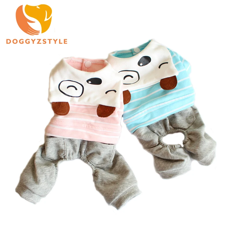 

Stripe Pet Dog Cotton Jumpsuits Puppy Cat Coat Four Feet Clothes For Small Dogs Teddy Sweatshirt 2 Color Size XS-XXL DOGGYZSTYLE