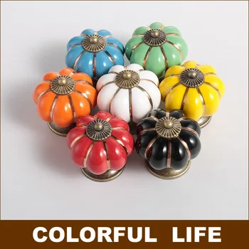 

Colored pumpkin handle Cartoon pastoral style Corrosion-resistant rust Drawer cupboard wardrobe door Solid handle,Hardware