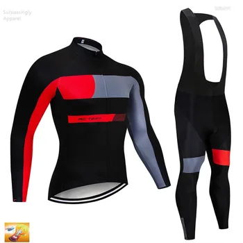

2019 Red Racing Team Cycling Jersey Bike Pants Set Autumn Long Sleeve Men 16D Gel Pad Ropa Ciclismo Cycling Wear Maillot Culotte