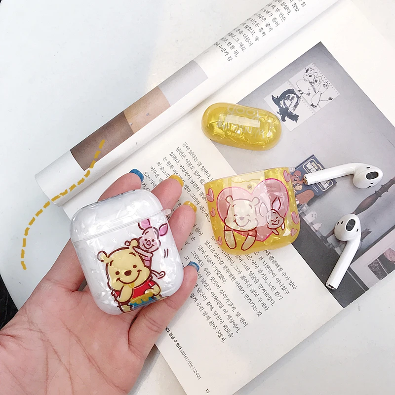 

for Apple Airpods 1 2 Wired Wireless Charging Box Soft Cover Cute Conch Shell Silicone Cartoon Winnie Pooh Bear Earphone Case