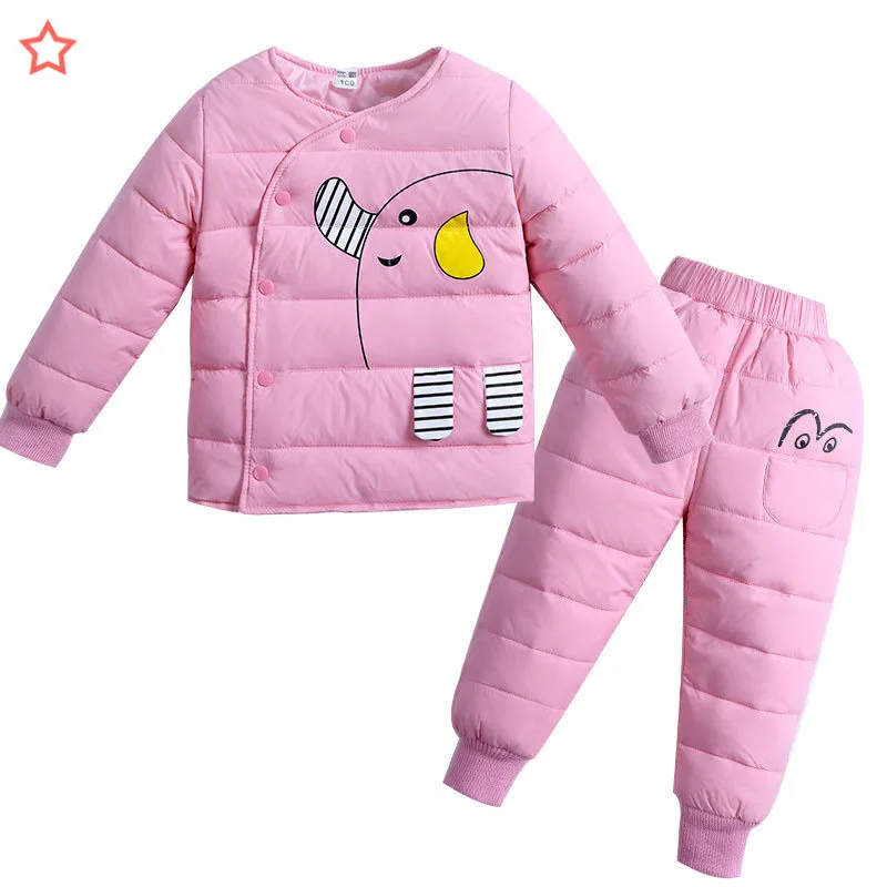 BibiCola комплект одежды для девочек, модный топ с рисунком+ штаны, комплект из 2 предметов детский зимний теплый плотный хлопковый спортивный костюм, детская одежда
