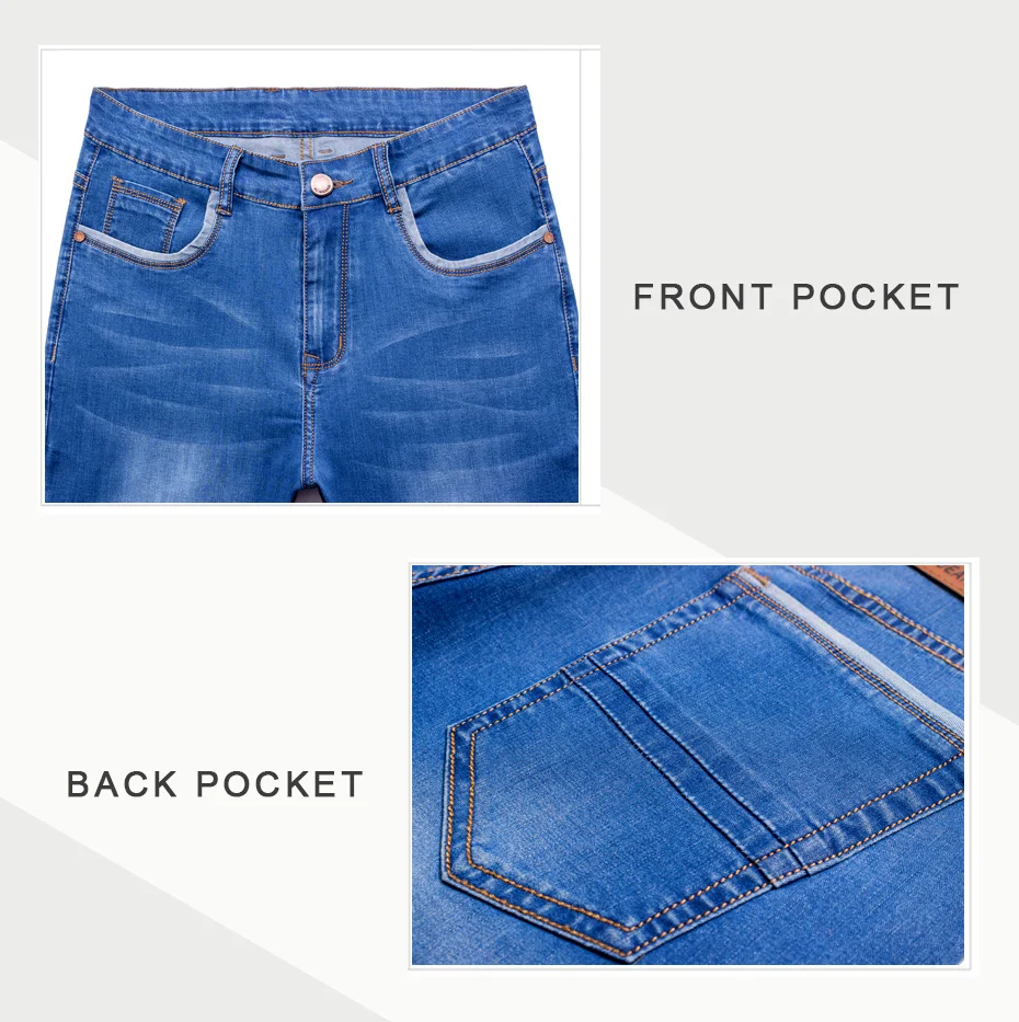 Drizzte летние мужские тонкие легкие стрейч джинсы повседневное Fit свободные брюки для отдыха брюки для девочек плюс размеры 33 34 36 38 40 42