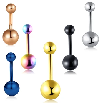 

JUNLOWPY Mix 6 Colors Belly Button Rings Surgical Steel 14G Navel Ring Screw Women Piercing Barbell Body Jewelry 50/100/200pcs