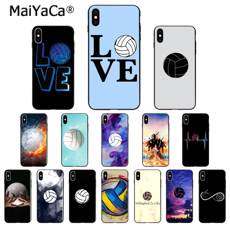 Мягкий силиконовый чехол MaiYaCa I love Volleyball для Apple iPhone 8 7 6 6S Plus X XS MAX 5 5S SE