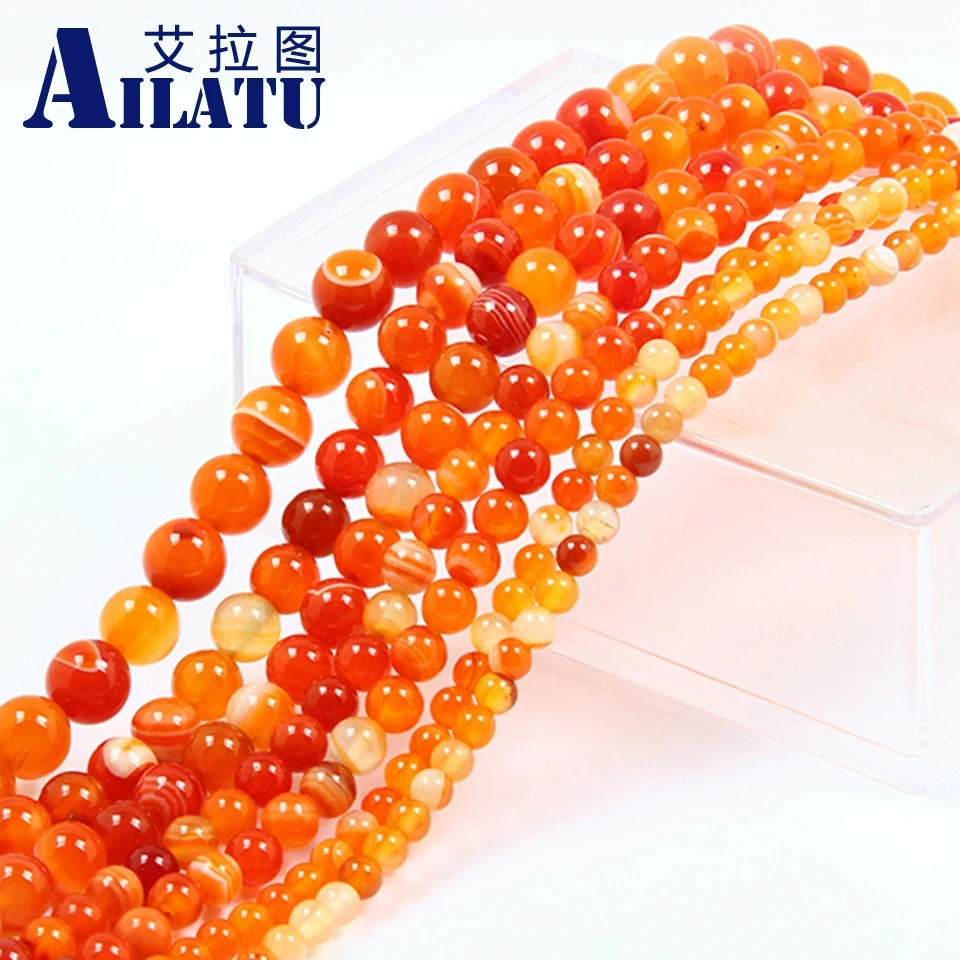 Ailatu Natural Red Carnelian Round Onyx Stone Beads 15" Strand 6 8 10 12 14MM Pick Size For Jewelry Making | Украшения и