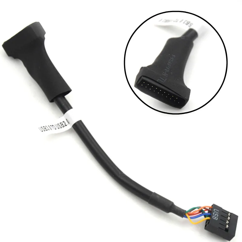 

2019 1PC Black USB 2.0 9 Pin Housing Male To Motherboard USB 3.0 20pin Female Adaptor Cable Adapter for PC Computer