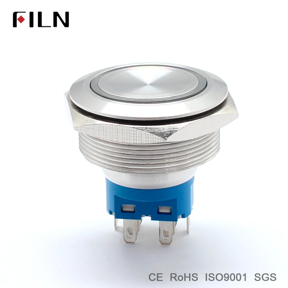 

30mm stainless steel ring lamp 6v 12v 24v 220v green white yellow red momentary 2no2nc led metal push button switch